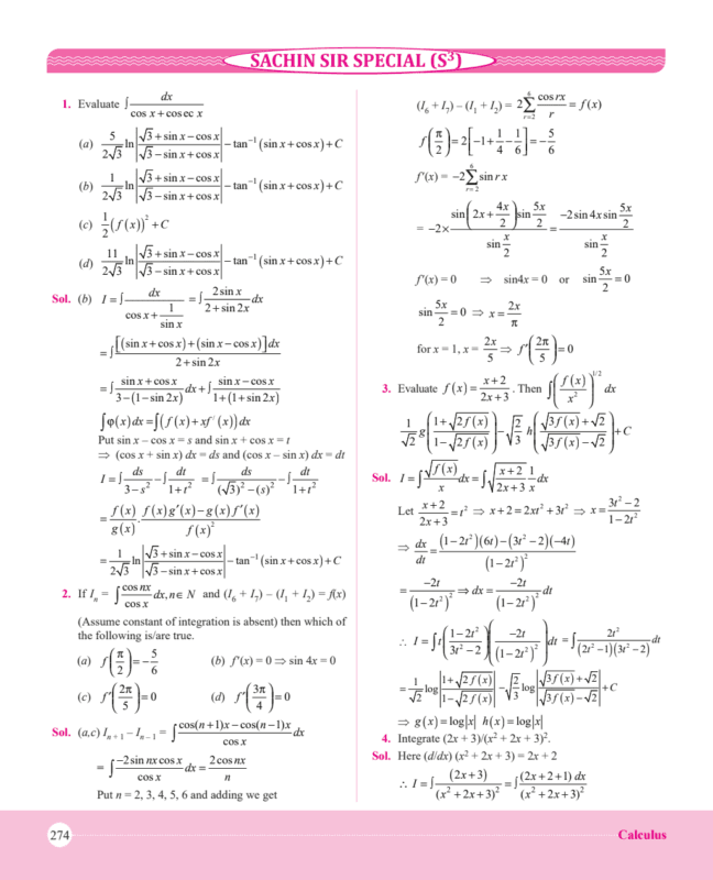 Calculus Core Fear No More Calculus Book By Sachin Jakhar For JEE Main ...