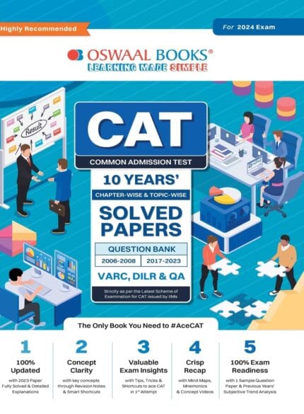 CAT | COMMON ADMISSION TEST| 10 YEARS’| CHAPTERWISE & TOPICWISE| SOLVED PAPERS|QUESTION BANK|2006- 2008|2017 - 2023 (Subject Name – VARC DILR & QA)